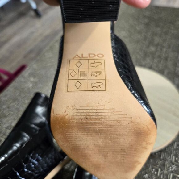 🐢 Aldo High Heel Mule- Block Heel-Croc embossed Size 6 - Picture 12 of 16